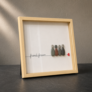 Side by Side | Handcrafted Natural Pebble Art | Friends Forever Frame | 5x7 Inch