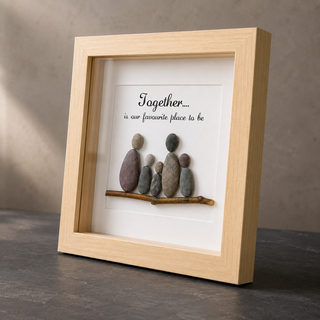 Our Favourite Place — Handcrafted Family of Five Pebble Art Frame
