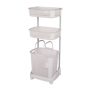 2-Tier Plastic Laundry Basket Storage Trolley