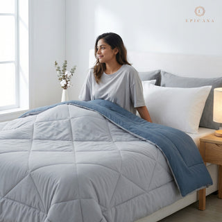 Epicasa Reversible Comforter | 200 GSM Thermal Bonded Fill | 110 GSM Micro Peach Fabric | All Season AC Quilt | Diamond Quilted | Lightweight Duvet Blanket for Home Bedroom |