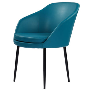 Erika Dining Leather Chair With Cushion and Metal Legs - Blue