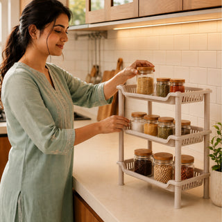 3-Layer Plastic Kitchen Storage Basket Rack