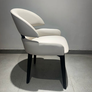 Nelson Dining Chair Pu Leather Seat with Wooden Legs - White