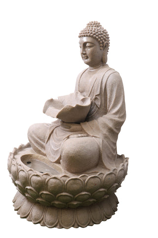 Sandstone Buddha on Lotus Fountain