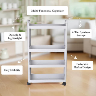 Plastic Rolling Storage Trolley - Grey