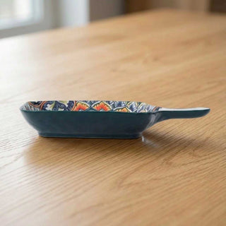 Heritage Mandala Ceramic Serving Platter with Handle Microwave & Dishwasher Safe