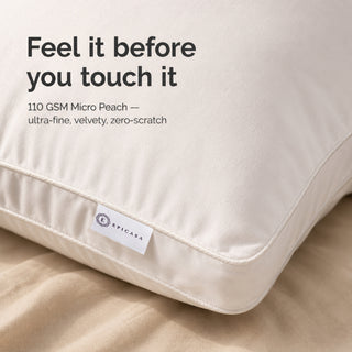 Epicasa Microfibre Fill Pillow | 110 GSM Micro Peach Shell | Velvety Soft, Loft That Lasts | Hypoallergenic | Machine Washable