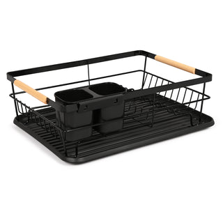 Dish Drying Rack Acacia Wood & Metal – Black