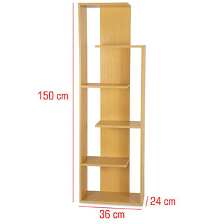 Wooden Wallshelf Book Organizer Rack - Brown