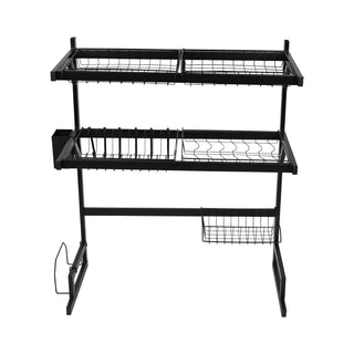 Over-Sink Dish Drying Rack Stainless Steel 2 Tier - Black