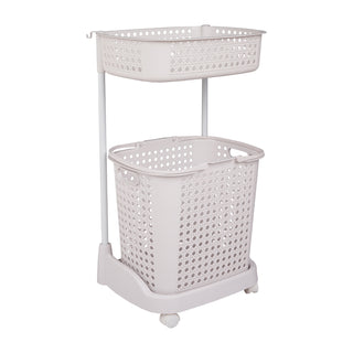 2-Tier Plastic Laundry Basket Storage Trolley
