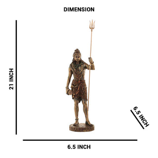 Lord Shiva Standing Statue with Trishul - 6.5 x 6.5 x 21 Inch, 2 Kg