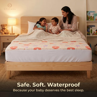 Epicasa Kids Waterproof Mattress Protector | 100% Waterproof | Breathable & Hypoallergenic | Soft Fitted Bed Cover with Deep Elastic Skirt | Exclusive Summer Print