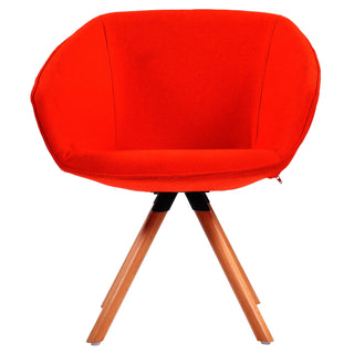 Mia Side Arm Dinging Chair with Wood Legs - Red
