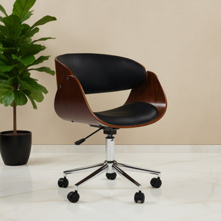 Venice Revolving Wooden Finish Chrome Base Office Chair.