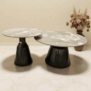 CAVALLI Metal Round Coffee Table Set of 2.