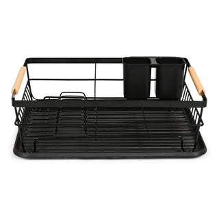 Dish Drying Rack Acacia Wood & Metal – Black