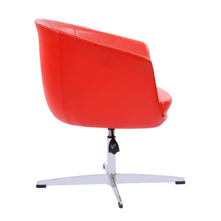 Valencia Revolving Leather Upholstered Aluminium Base Lounge Chair - Red Chair urbancart