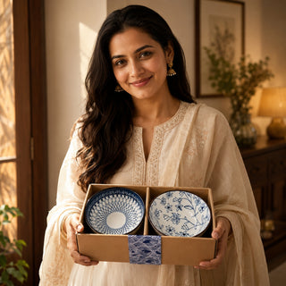 Exotic Flower Ceramic Bowl Set for Kitchen & Dining Microwave Safe