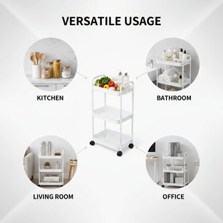 3 Tier Rolling Metal Storage Rack Organizer