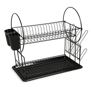 Multipurpose Dish Drying Rack Carbon Steel 2 Tier – Black