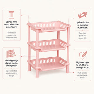 3-Layer Plastic Kitchen Storage Basket Rack