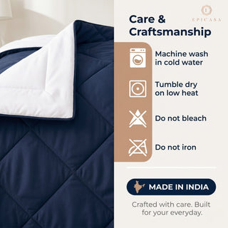 Epicasa Reversible Comforter | 200 GSM Thermal Bonded Fill | 110 GSM Micro Peach Fabric | All Season AC Quilt | Diamond Quilted | Lightweight Duvet Blanket for Home Bedroom |