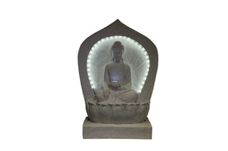 Sandstone Buddha on Lotus Throne Water Fountain
