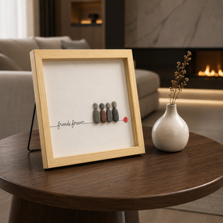Side by Side | Handcrafted Natural Pebble Art | Friends Forever Frame | 5x7 Inch