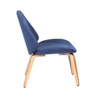 Zoe Lounge Chair With Solid Wooden Legs - Blue