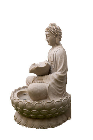 Sandstone Buddha on Lotus Fountain