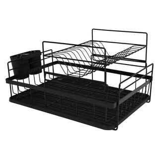 Space Saving Drainer Drying Rack Carbon Steel 2 Tier – Black