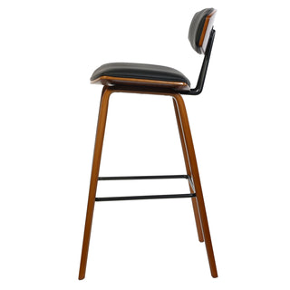 Dario Wooden High Chair With Curvy Leather Seat And Backrest.