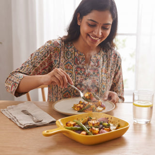 Ceramic Serving Platter with Handle Microwave & Dishwasher Safe