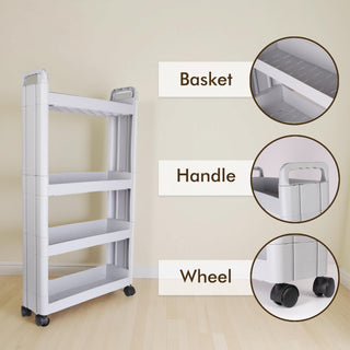 Plastic Rolling Storage Trolley - Grey