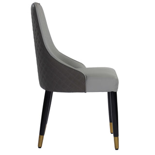 Elena Leather Dining chair with Gold Finish Metal Legs - Grey