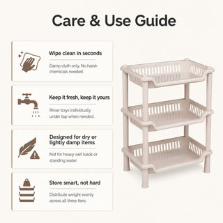 3-Layer Plastic Kitchen Storage Basket Rack