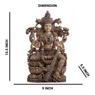 Lord Ivory Laxmi Sitting Made of Soft stone with Ivory finish - 9 x 5.5 x 15.5 Inch, 5 Kg
