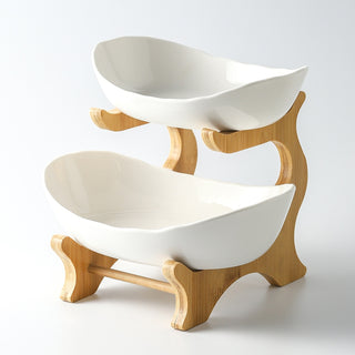 Serving Bowl with Wooden Stand (2 Tier)