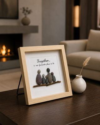 Our Favourite Place — Handcrafted Family of Five Pebble Art Frame