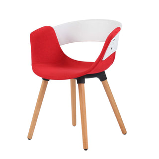 Casper Armrest Café Chair With Wooden Legs - Red