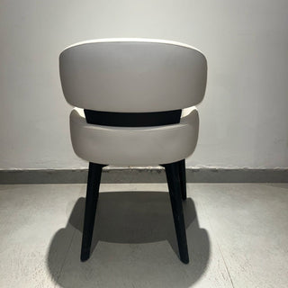 Nelson Dining Chair Pu Leather Seat with Wooden Legs - White