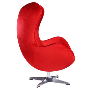 Vienna Velvet Lounge Chair with Aluminum Base - Red