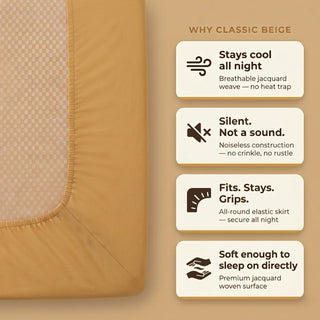 Epicasa 100% Waterproof Mattress Protector | 250 GSM Premium Jacquard Weave | Noiseless & Breathable Fitted Bed Protector | Hypoallergenic | Blocks Dust Mites & Allergens | 360° Elasticated fit | Machine Washable | Made in India | Classic Beige