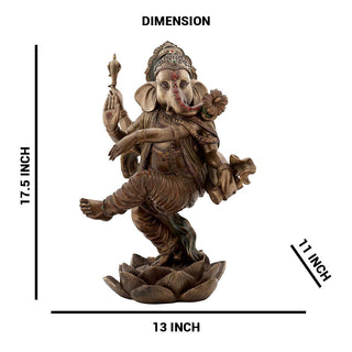 Lord Ganesha Nataraja pose idol made of Bonze Composite - 13 x 11 x 17.5 Inch, 3.9 Kg