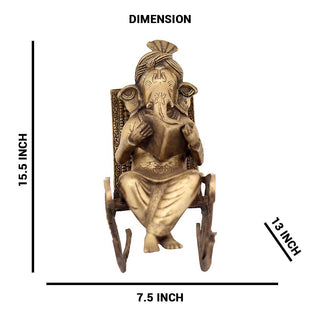 Lord Ganesha reading Idol made of Pure Brass