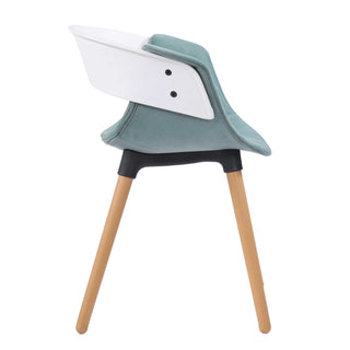 Casper Contemporary Armrest Cafe Chair with Wooden Legs - Blue Chair urbancart