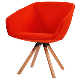 Mia Side Arm Dinging Chair with Wood Legs - Red