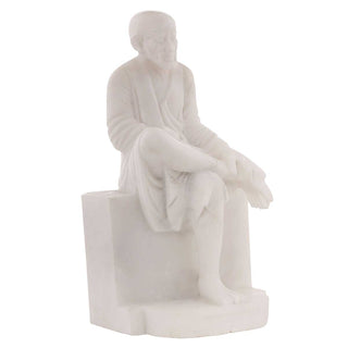 Lord Sai Baba Sitting Idol Made of Marble - 8 x 7 x 16 inch, 27 kg