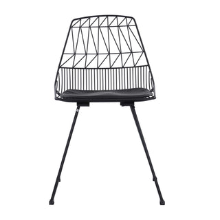 Kaya Armless Metal Wire Design Dining and Cafe Side Chairs  with Leather Seat Chair urbancart